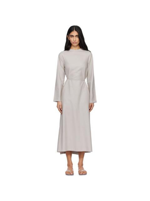 BASERANGE Taupe Long Sleeve Apron Maxi Dress