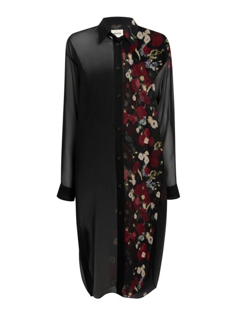 Gloria Printed Chiffon Midi Dress black