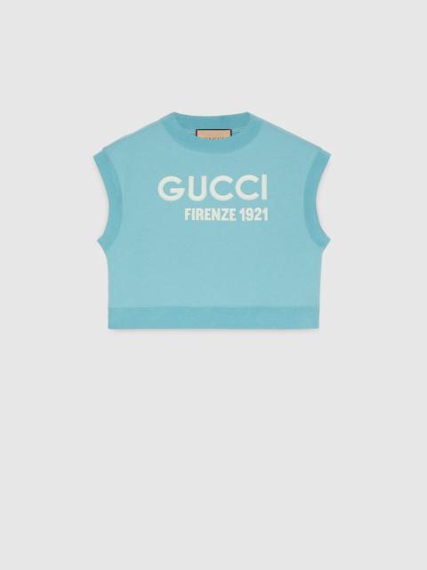 GUCCI Cotton cropped sweatshirt with embroidery