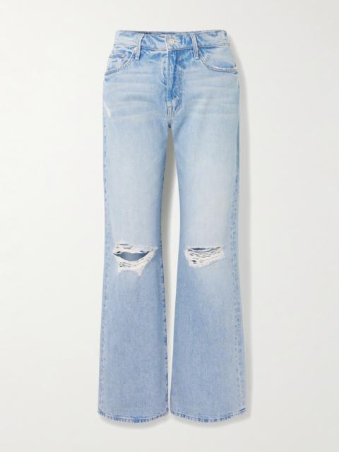 MOTHER Maven Sneak Distressed High-rise Straight-leg Jeans