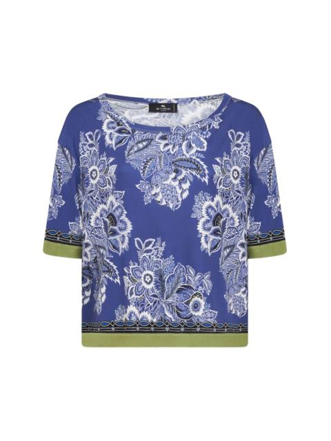 Etro floral-print contrasting-trim blouse