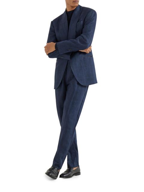 Brunello Cucinelli Men's Prince of Wales Tuxedo with Shawl Lapel Jacket and Trousers with Double Pleats - Navy Blue