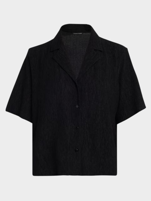 EILEEN FISHER Crinkled Boxy Button-Front Shirt