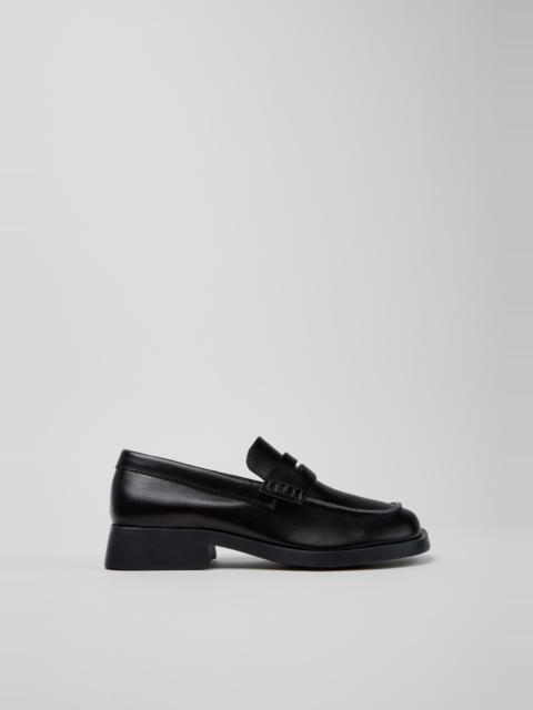 CAMPER Donna Black Leather Moccasins for Women.