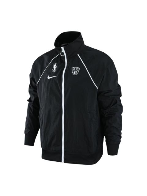 Nike Men's Nike NBA Brooklyn Nets Logo Printing Zipper Stand Collar Jacket Autumn Black DH9118-010