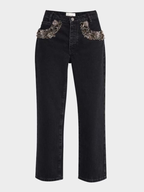 FRAME The Beaded Straight Jeans