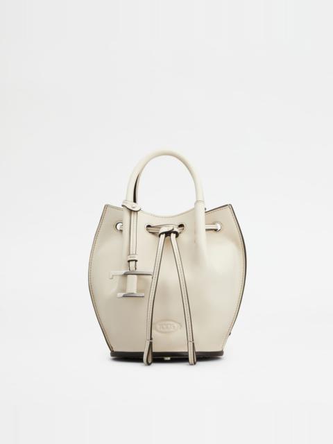 Tod's BUCKET BAG IN LEATHER MINI - WHITE