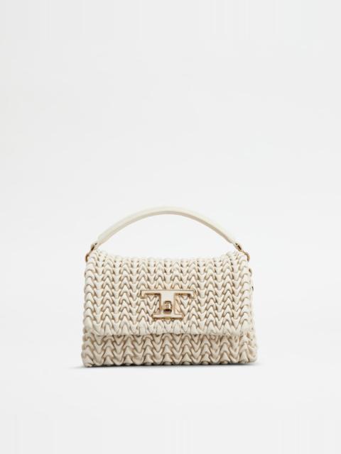 Tod's T TIMELESS FLAP BAG IN LEATHER MICRO - OFF WHITE