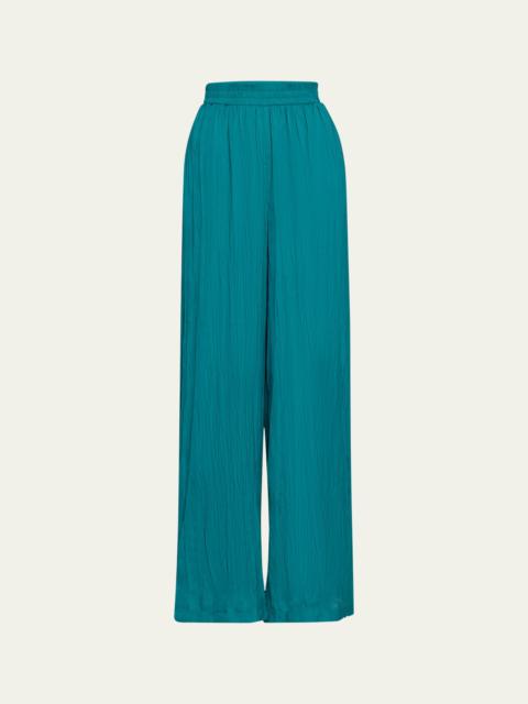 L'AGENCE Lillian Crinkled Satin Wide-Leg Pants