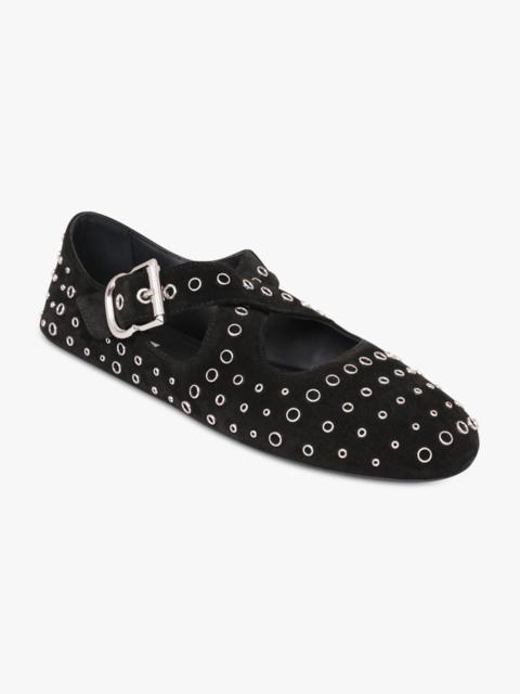 Alaïa CRISS CROSS SUEDE BALLET FLATS | BLACK