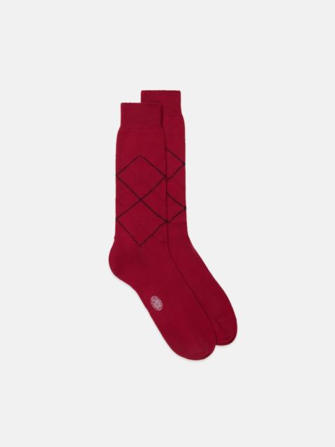 J. PRESS MADE-IN-ITALY RED TONAL ARGYLE COTTON MID-CALF SOCKS