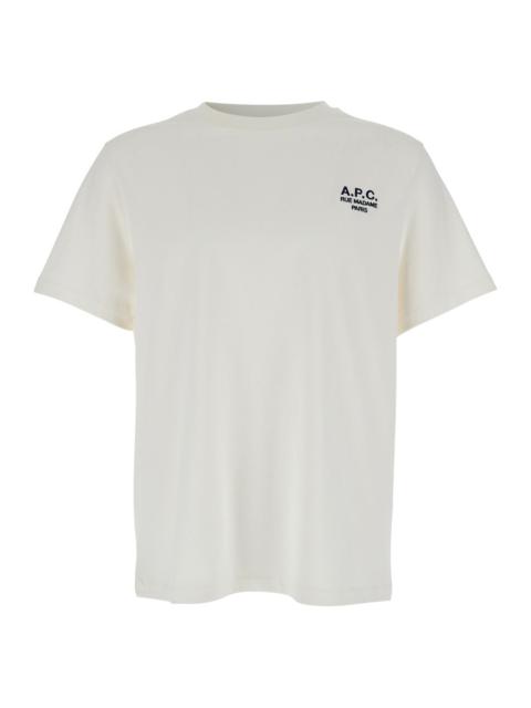A.P.C. Women White Crewneck T-Shirt With Logo Embroidered On The Front In Cotton Woman
