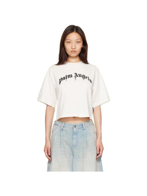 Palm Angels White Dripping Curved Logo Boxy T-shirt