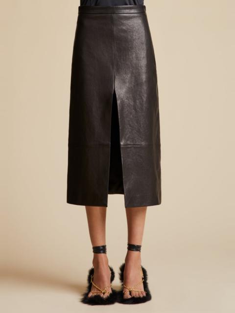 KHAITE The Fraser Skirt in Black Leather