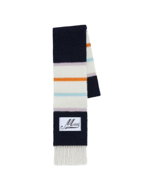 logo-patch striped scarf