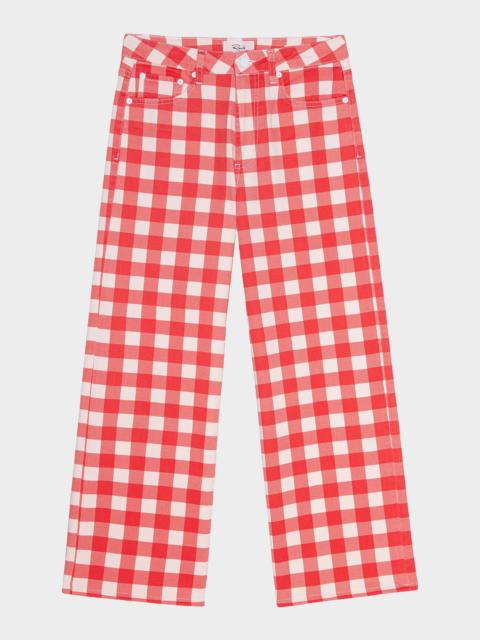 Rails x Giadzy Getty Cropped Wide-Leg Gingham Jeans
