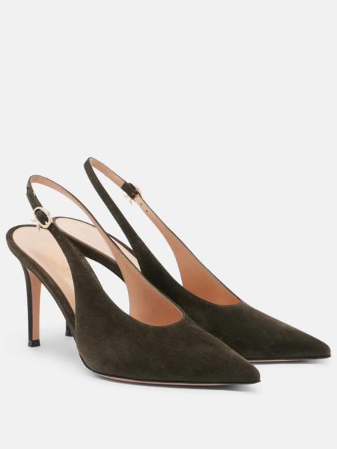 Gianvito Rossi Robbie suede slingback pumps