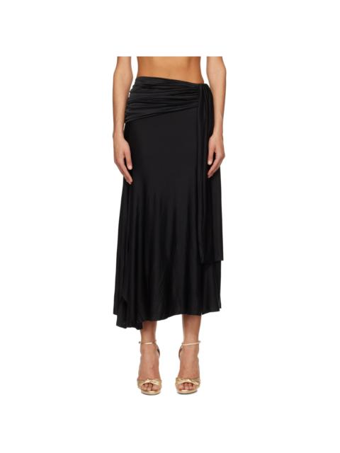 rabanne Black Ruched Maxi Skirt