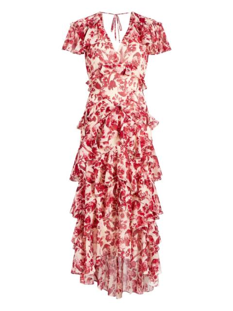Cinq à Sept floral ruffled midi dress