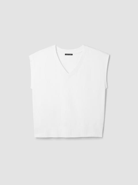 EILEEN FISHER Garment-Dyed Organic Cotton Terry V-Neck Top