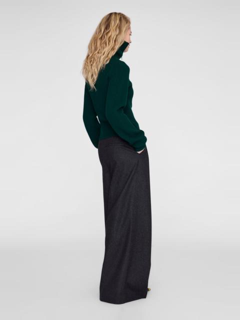 ANINE BING June Trucker Collar Sweater - Deep Emerald