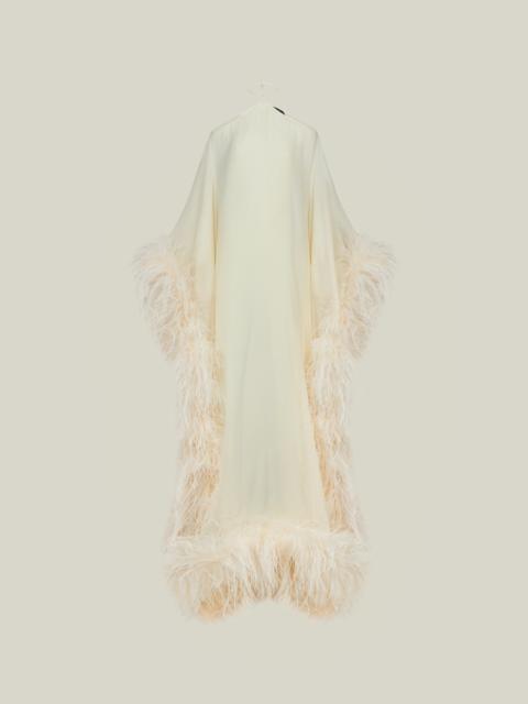 Taller Marmo Feathered Sza Sza Spirito Kaftan in Ivory