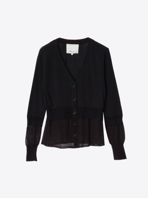3.1 Phillip Lim Gauze Peplum Double Layer Cardigan