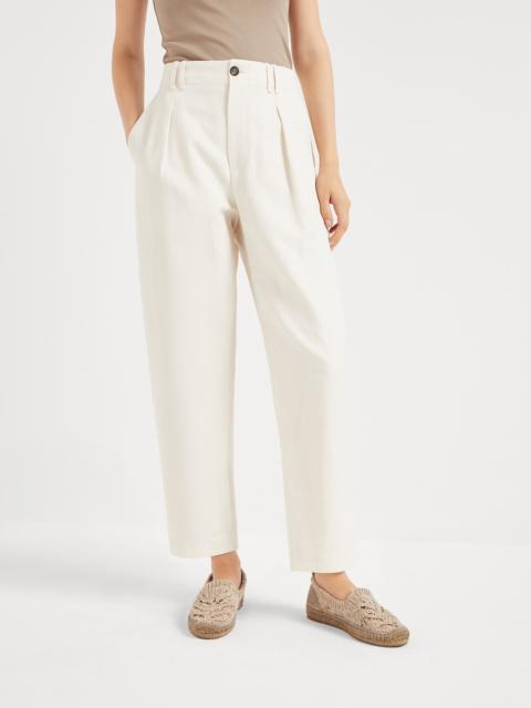 パンツ Brunello Cucinelli Ivory Trousers In Cotton And Linen Brunello Cucinelli Ivory trousers in cotton and linen