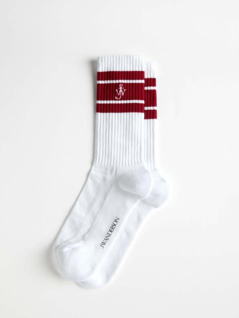 JW Anderson SPORT SOCKS IN WHITE & RED
