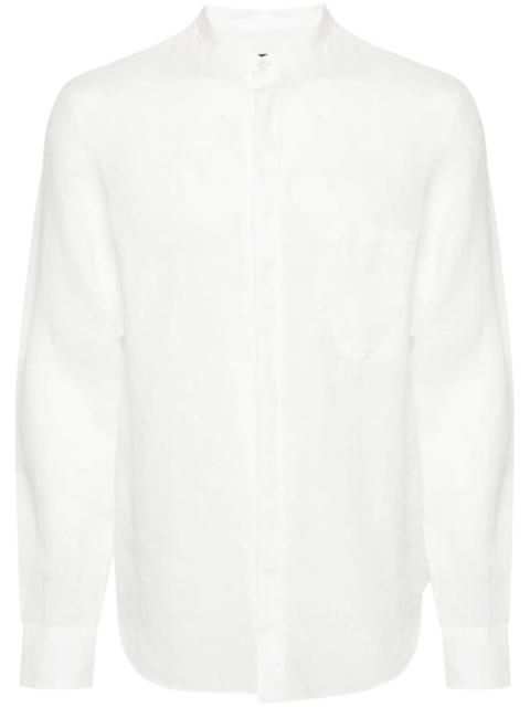 band-collar linen shirt