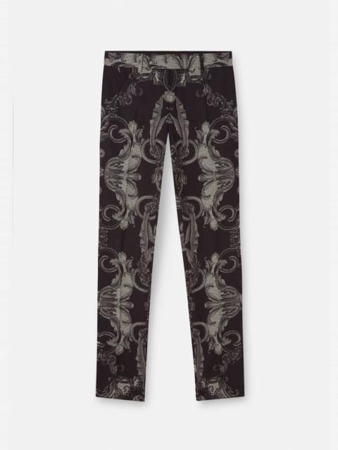 VERSACE Silver Baroque Wool Trousers