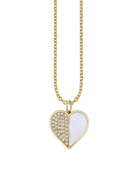 SYDNEY EVAN Women's Large Pavé Heart 14K Gold & Diamond Pendant Necklace - Gold