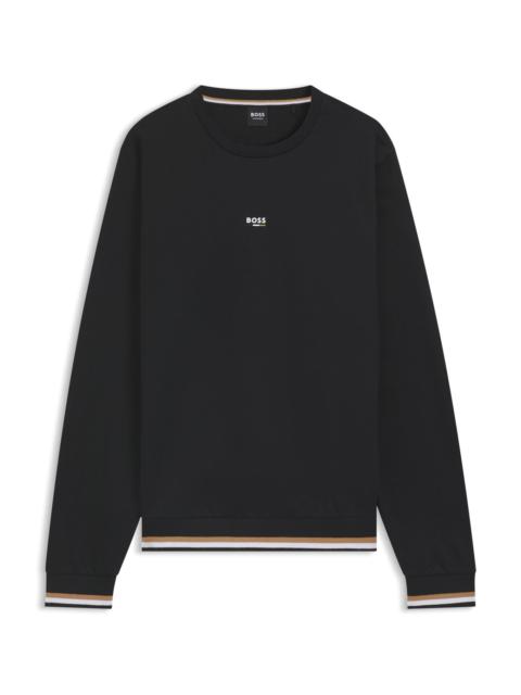 BOSS COTTON-TERRY SWEATSHIRT WITH LOGO AND SIGNATURE STRIPES