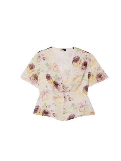 The Kooples FLOWER PRINT TOP WITH BUTTON DETAIL
