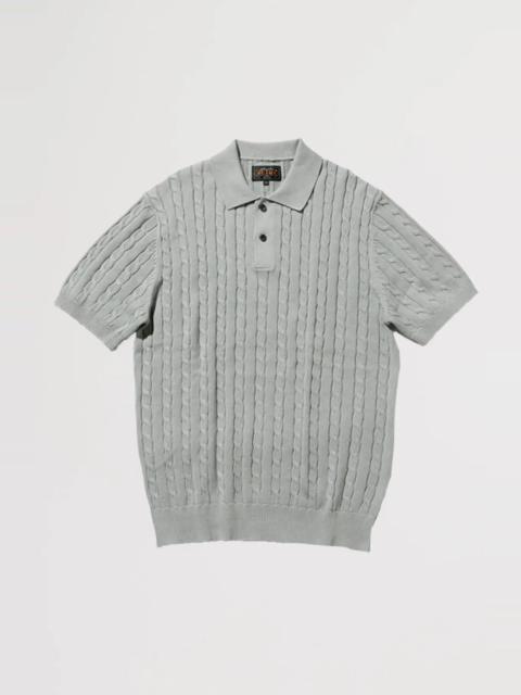 Knit Polo Cable - Ice Blue