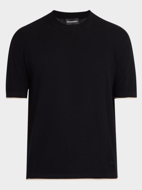 EMPORIO ARMANI Men's Tipped-Sleeve Cotton T-Shirt