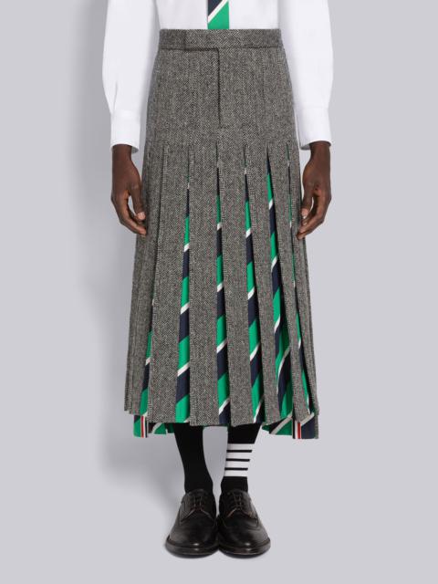 Thom Browne Herringbone Ankle Length Pleated Skirt