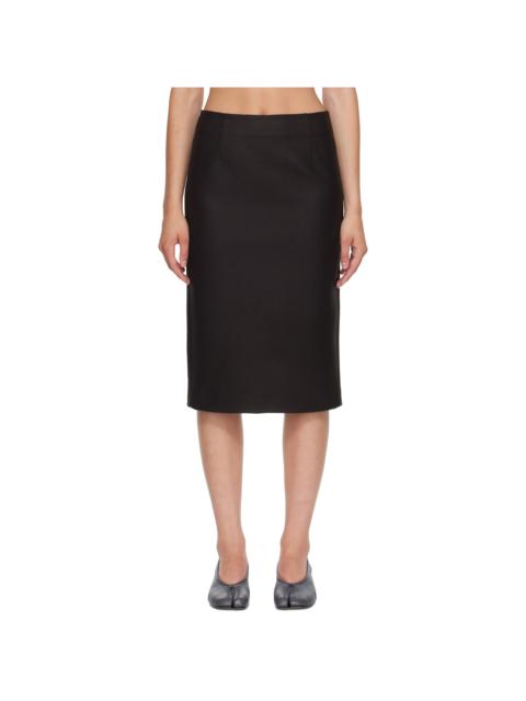MM6 Maison Margiela Black Wool Felt Midi Skirt