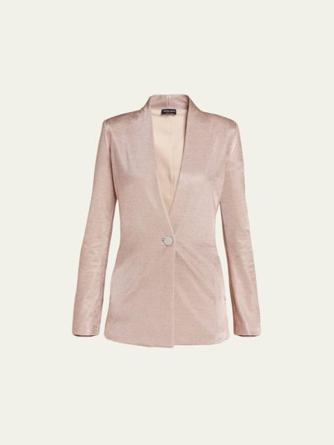 GIORGIO ARMANI Metallic Bonded Jersey One-Button Blazer