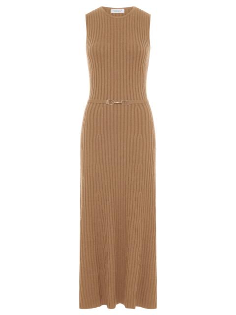 GABRIELA HEARST Meier Knit Midi Dress in Camel Merino Wool Cashmere