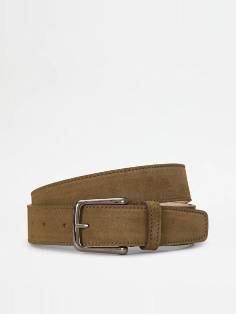 Tod's BELT IN SUEDE - GREEN