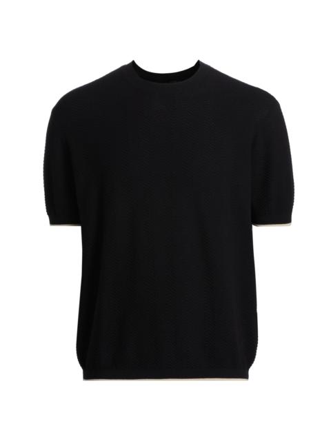 EMPORIO ARMANI Men's Tipped Chevron Short-Sleeve Sweater - Navy Chevron
