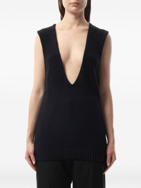 Lanvin plunging V-neck ribbed-trim sweater