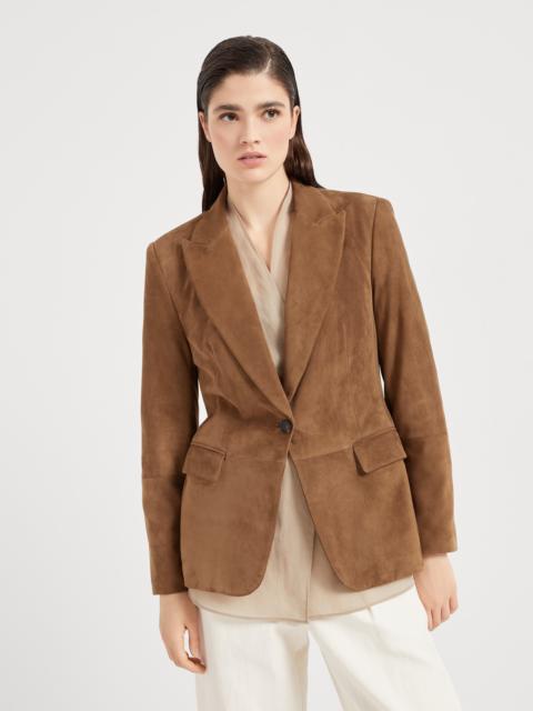 Brunello Cucinelli Suede blazer with monili