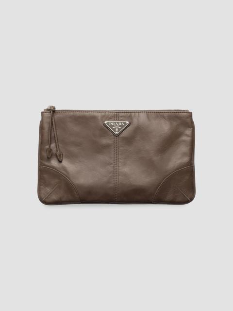 Prada Men's Leather Pouch - Brown