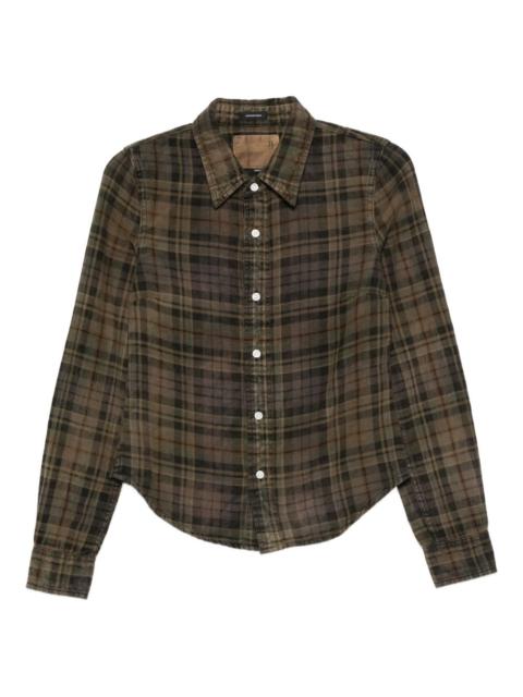 R13 check-pattern buttoned shirt
