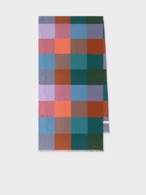 Paul Smith Women's Green Silk Check Scarf