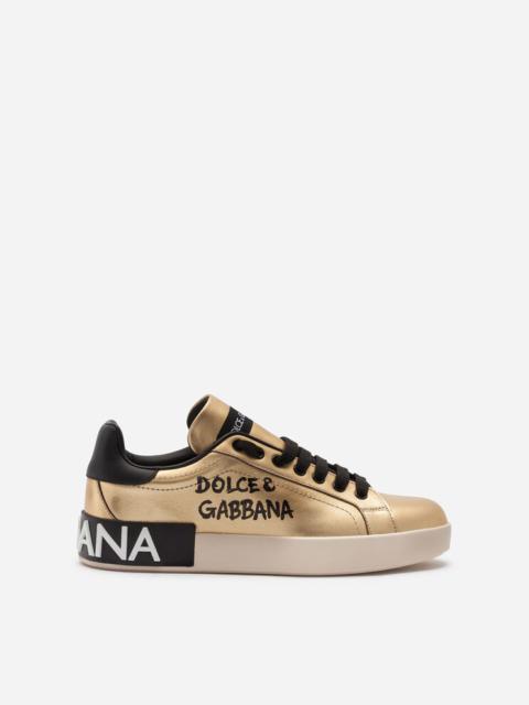 Calfskin nappa Portofino sneakers with lettering print