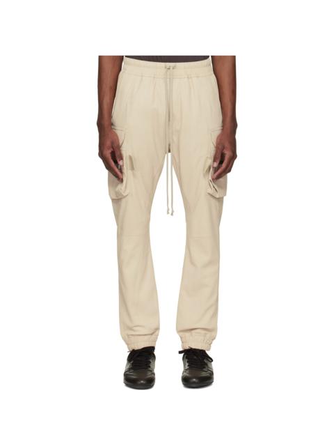Rick Owens Beige Temple Mastodon Cargo Leather Pants