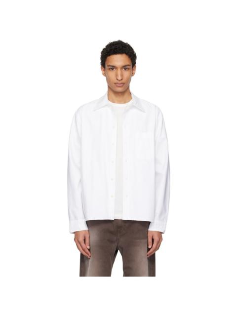 Merz b. Schwanen White Modern-Cut Cotton Oxford Long Sleeve Shirt